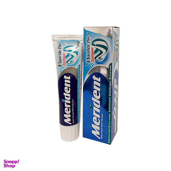 خمیر دندان کامل ژلهای دو رنگ مریدنت (Merident) با اسانس نعناع حجم 100 میلیلیتر