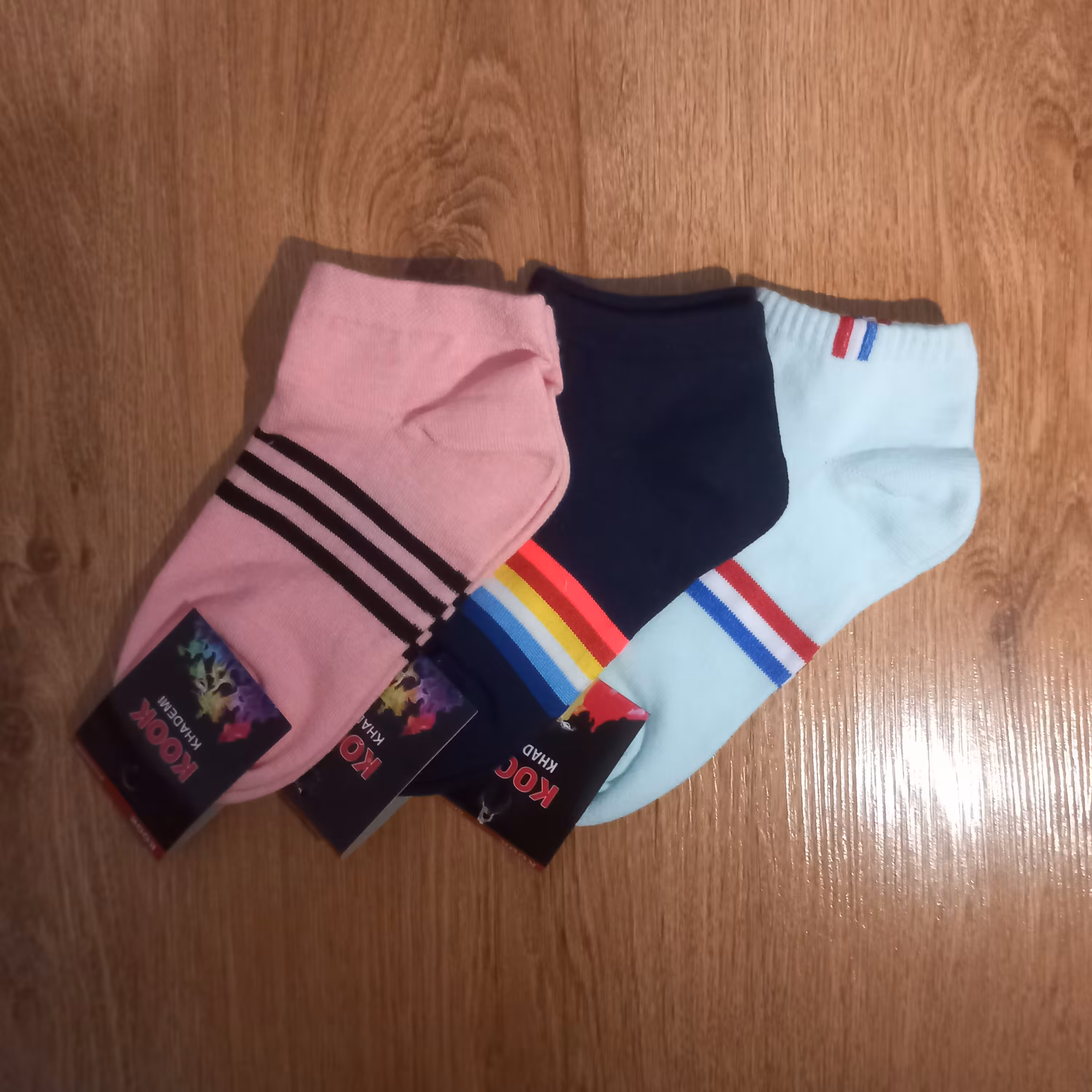 بسته جوراب مچی سرمه‌ای آبی صورتی ارسال رایگان