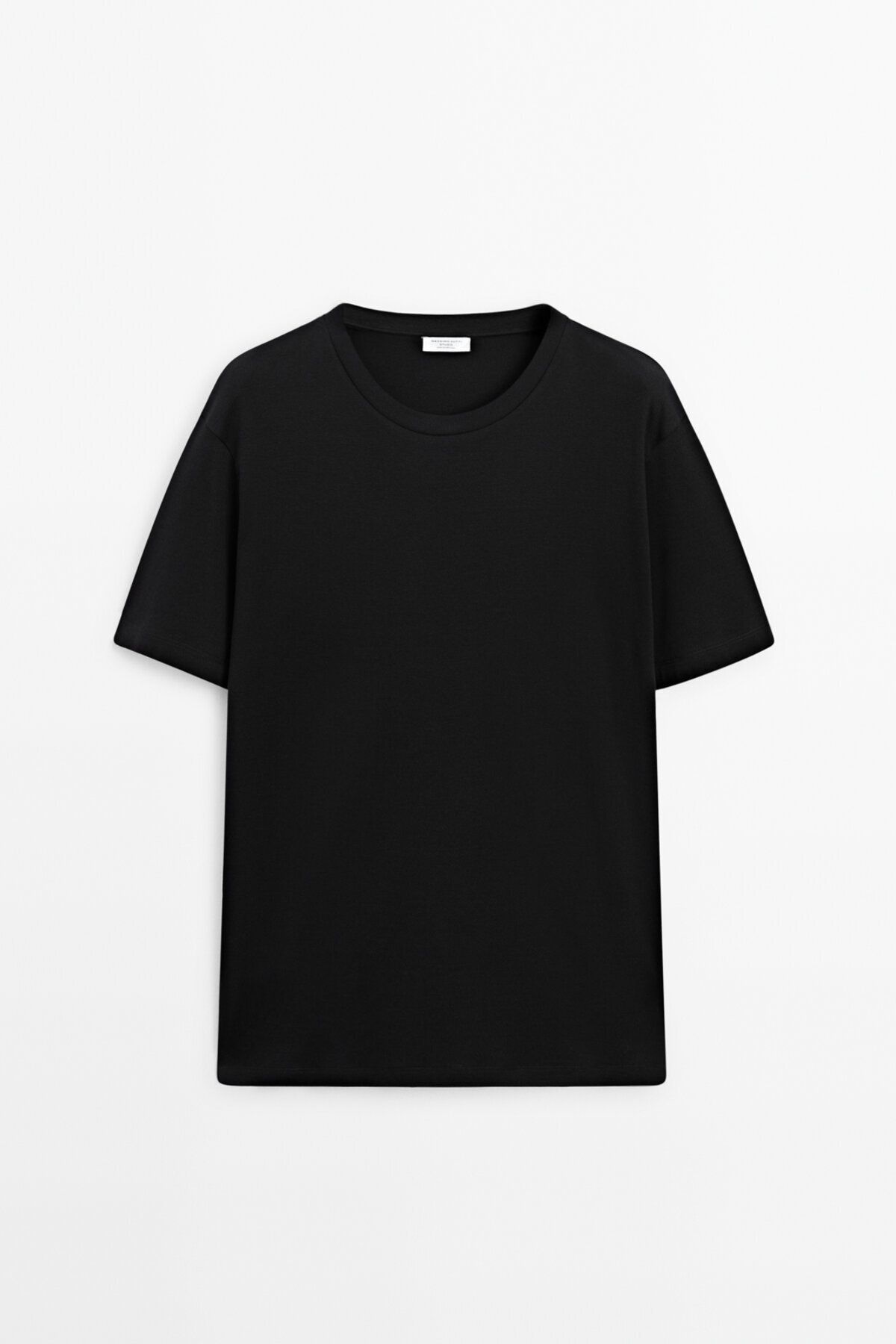 تی شرت مشکی مردانه برش بزرگ 100 ٪ پنبه Massimo Dutti