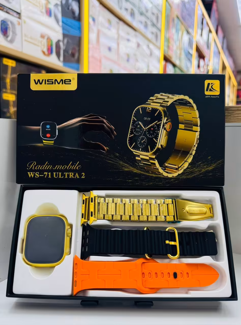 ساعت هوشمند اولترا مدل WS-71 طلایی دارای 3بند