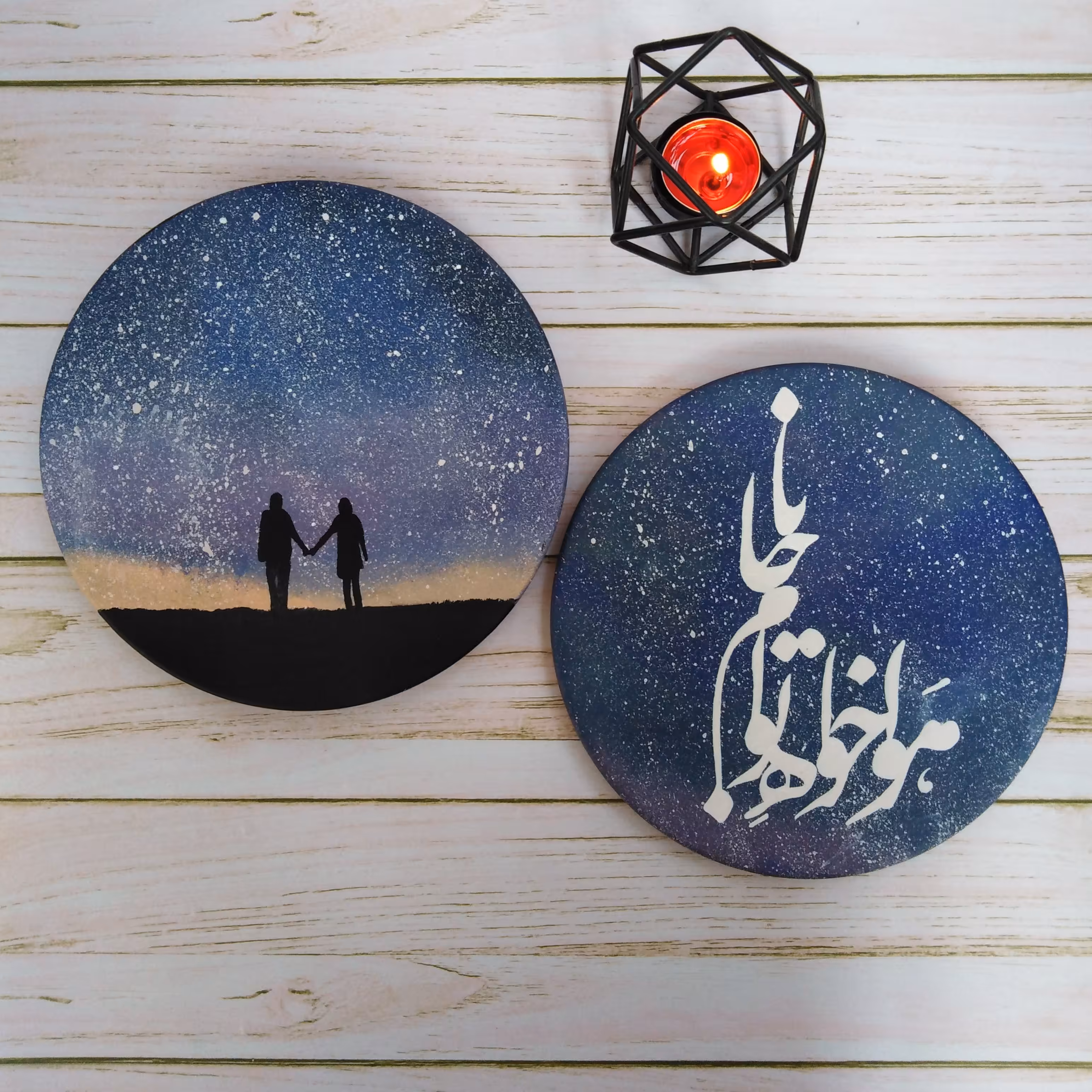 بشقاب سفالی طرح عشق مجموعه ی دو عددی