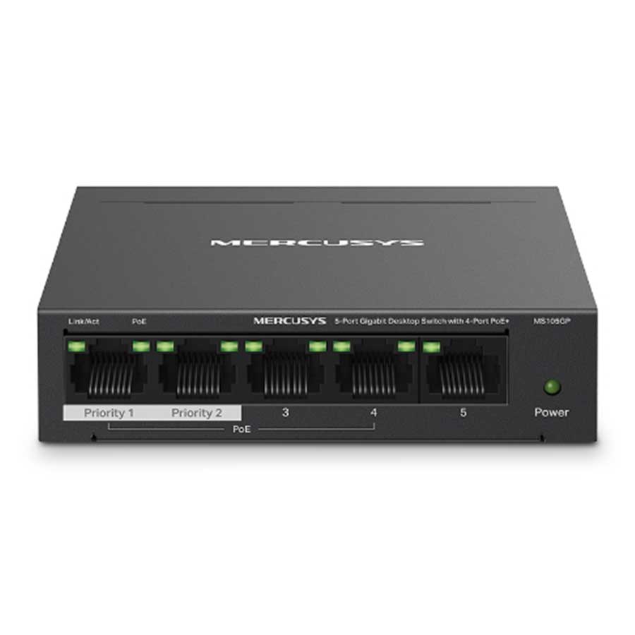 قیمت و خرید سوییچ 5 پورت گیگابیت و PoE مرکوسیس مدل MS105GP | یاس ارتباط