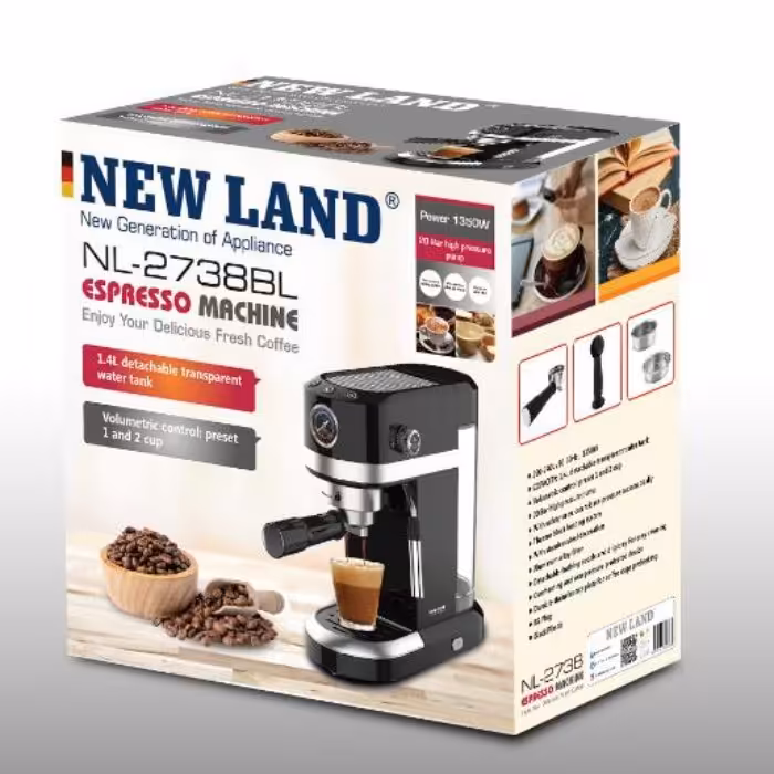 اسپرسو ساز نیولند NEWLAND مدل 2738 در دو رنگ مشکی و سفید

