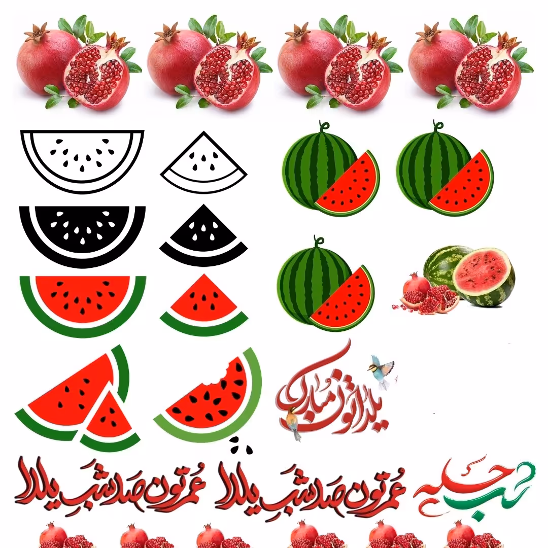 ترنسفر برچسبی شفاف a4 طرح یلدا کد 2 سایز اشکال 3 و 5 سانتی متری مناسب کارهای رزینی