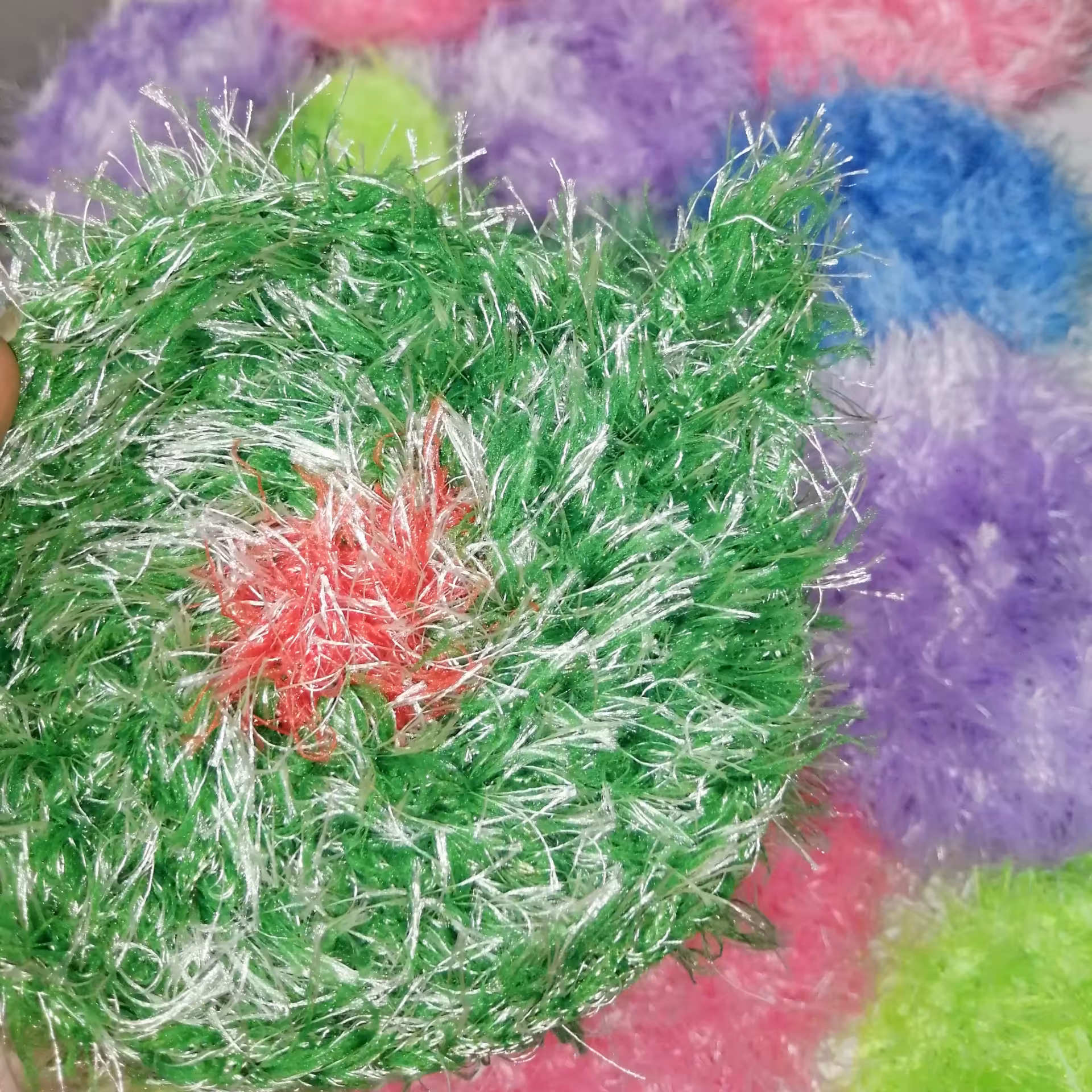 اسکاچ ظرف شویی بافتنی یک لایه قرمز دور سبز 1