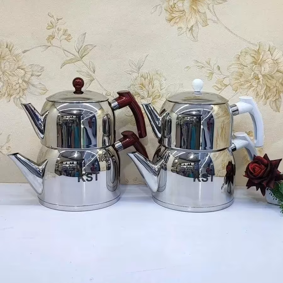 کتری قوری استیل دسته بغل مارک کی اس تی KST  1060