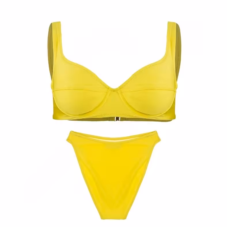 مایو شنا زنانه دوتکه بیکینی فنردار IS مدل MODA ITALIA003   زرد M
