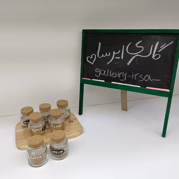 بانکه نقلی شیشه ای درب چوب پنبه ای 