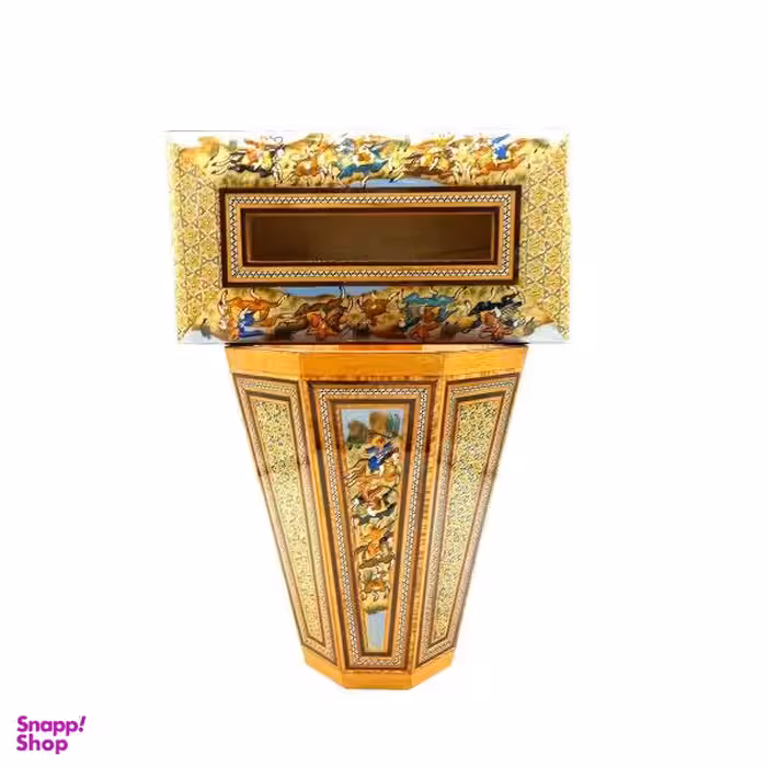 ست جعبه دستمال کاغذی و سطل خاتم کاری کد 03