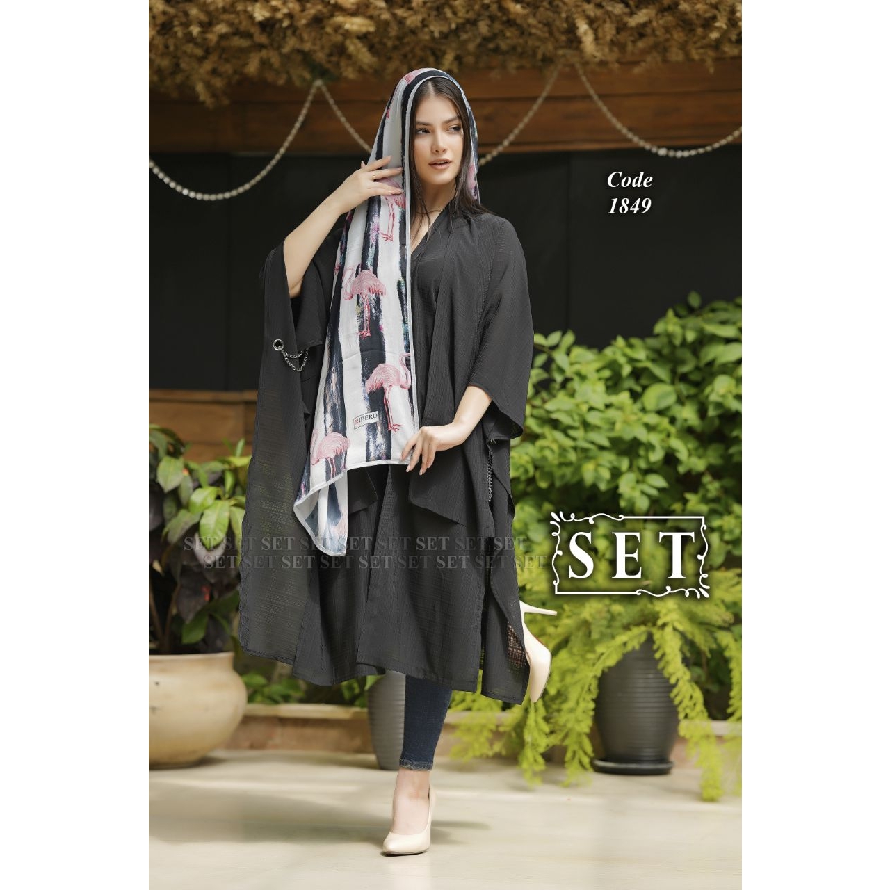 مانتو مدل چیترا رنگ مشکی کد 1849