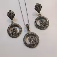 2-نیم ست نقره مارکازیت سیاه قلم - w17.81