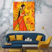 تابلو بوم چاپی لاویا طرح زن هندی کد ART-2068