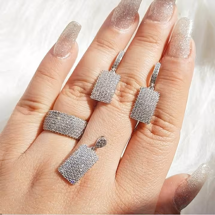 نیمست پرنس نقره 925 با زنجیر ونیزی به طول 40cm آبکاری طلاسفید