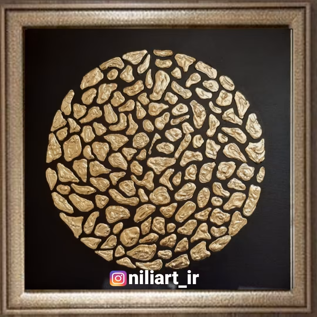 تابلو دکوراتیو مدرن شیک طرح سنگ ابعاد 60 در 60 ورق طلا