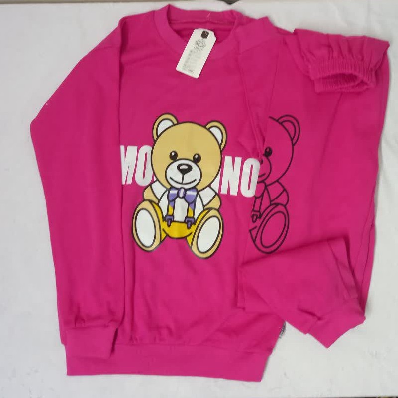 بلوز و شلوار کودکانه در دو رنگ صورتی پر رنگ و صورتی کمرنگ سایز 55