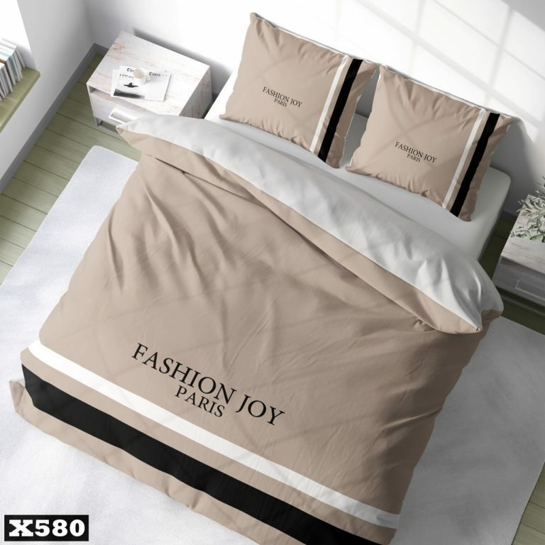 سرویس روتختی دونفره سه بعدی(دو نفره3d) با ضمانت طرح ساده کرم رنگ با خط سفید و مشکی برای تخت160
