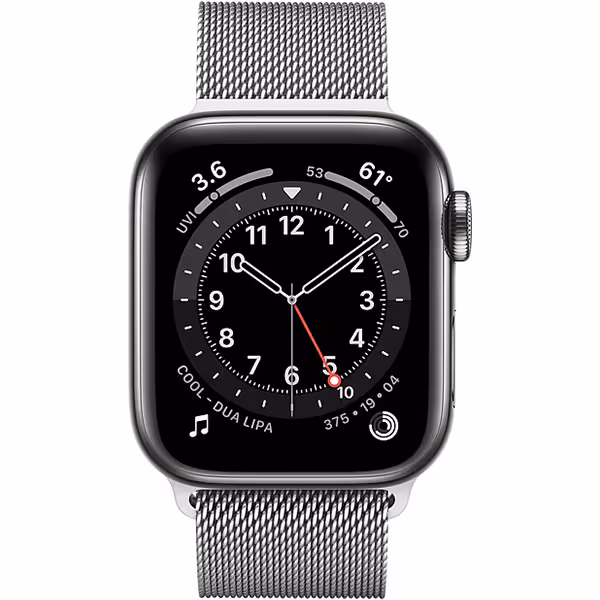 سری 6 استیل زنانه 40 میلیمتری قاب استیل گرافیت با بند Milanese Loop نقره ای - Hiapple.ir