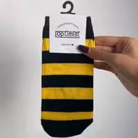 جوراب مچی راه راه زرد مشکی نخ پنبه فری سایز