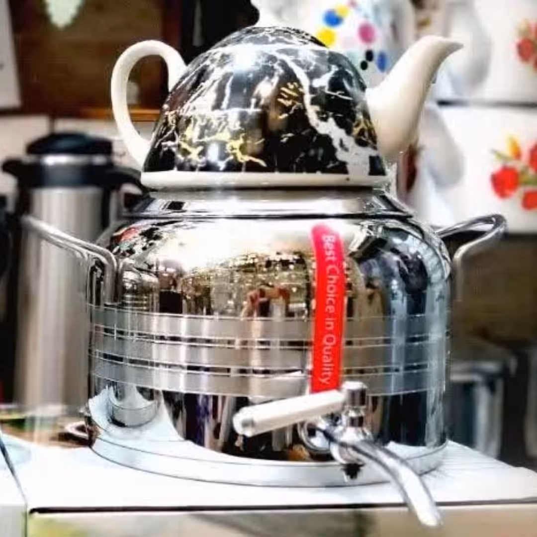 کتری و قوری استیل کف چدن 6 لیتری  کد1301