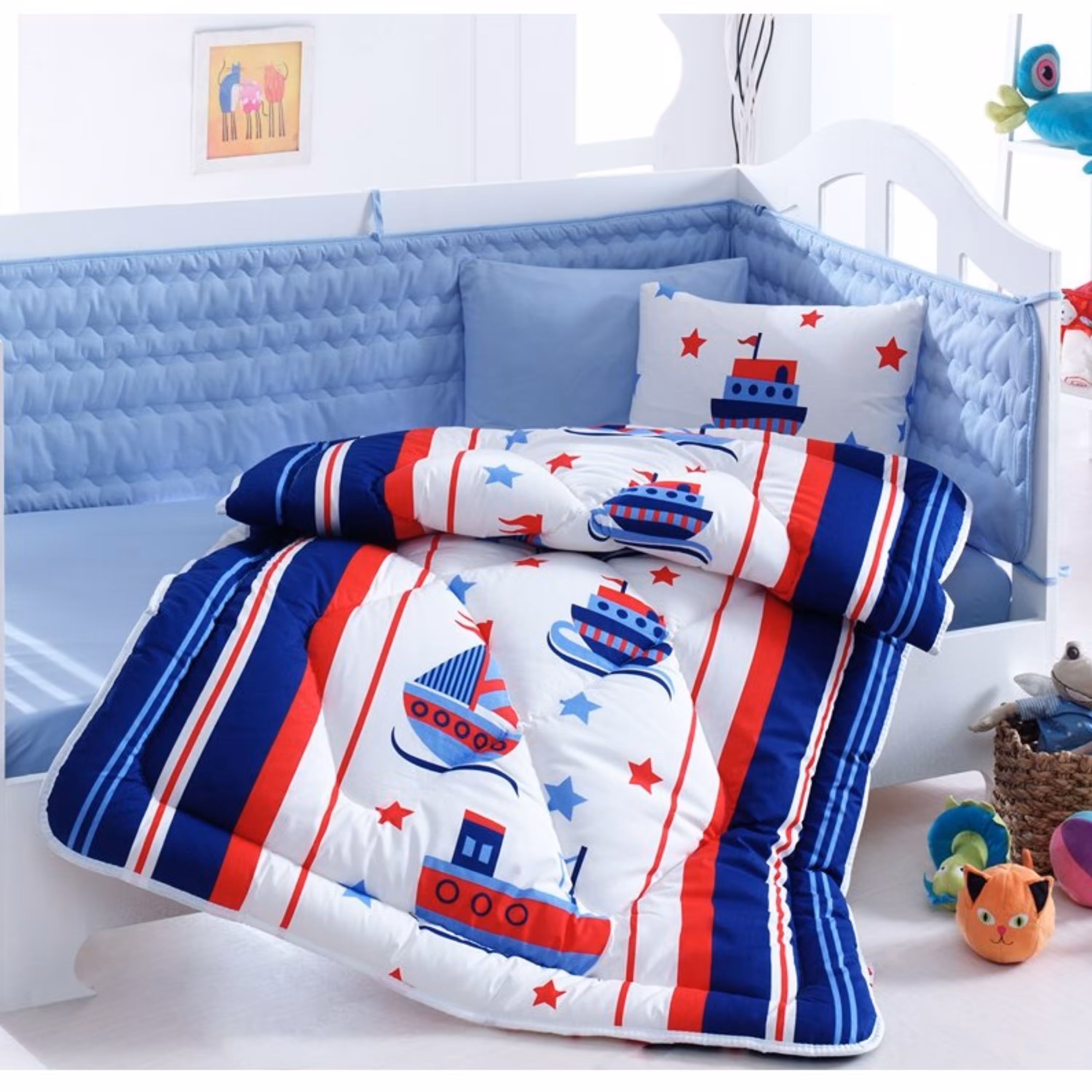 ست لحاف نوزادی کاتن باکس مدل Baby Denizci Mavi  شش تکه