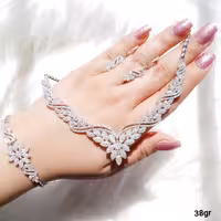 سرویس نقره 925 طرح جواهر با روکش طلا سفید