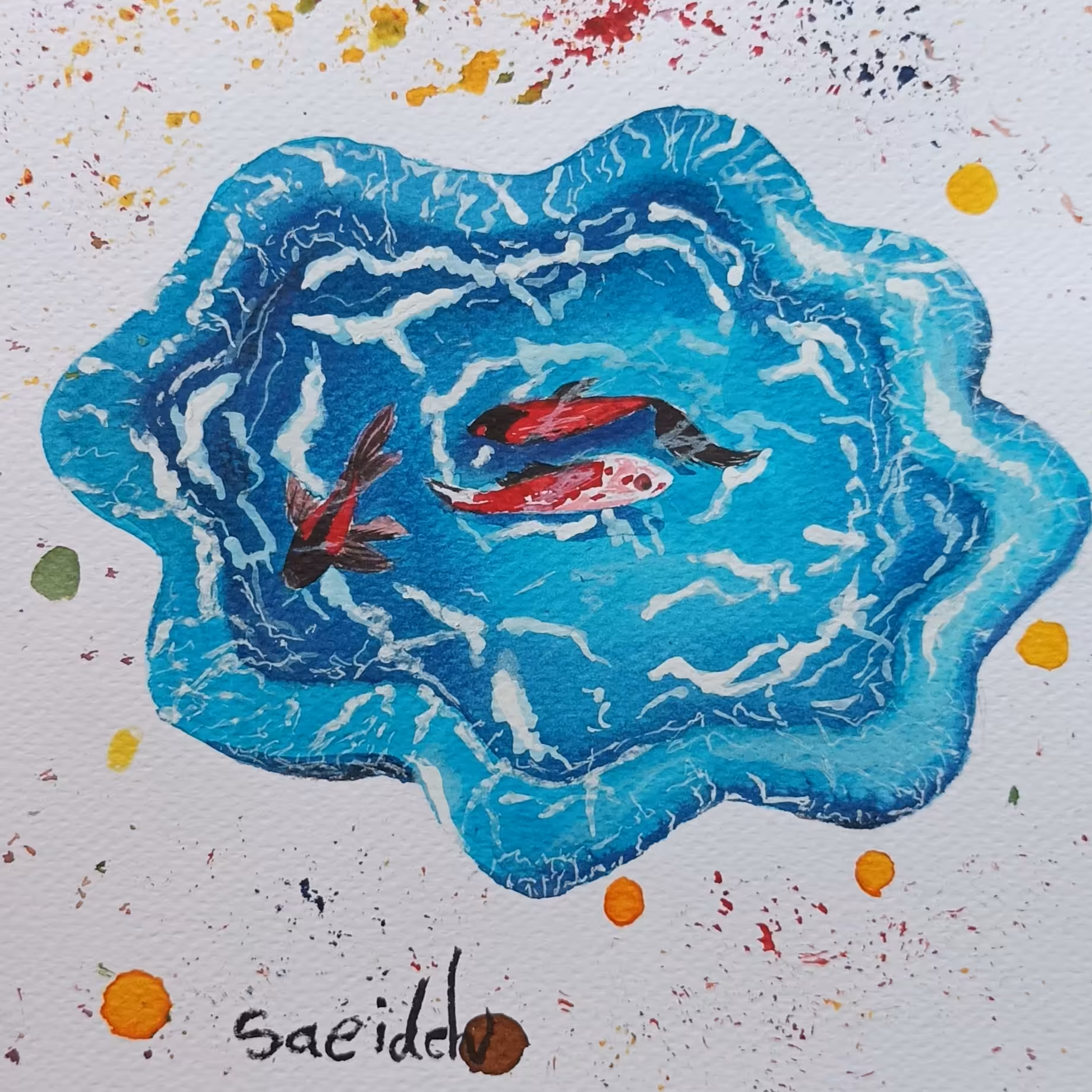 نقاشی فانتزی طرح ماهی قرمز 