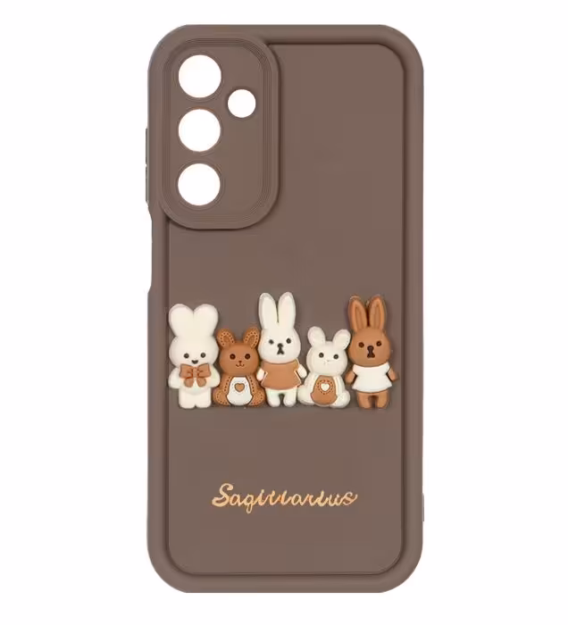قاب گوشی سامسونگ Galaxy A25 مدل Solid Case عروسک برجسته خرگوشی - قهوه ای