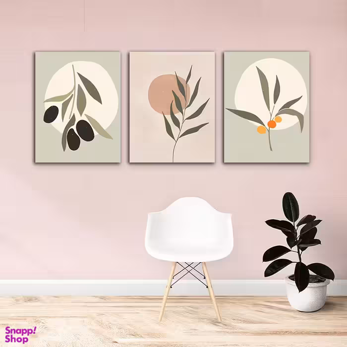 تابلو شاسی بکلیت طرح مینیمال برگ زیتون مدل SH-642 مجموعه 2 عددی