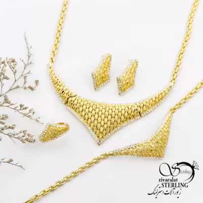 سرویس طرح طلا با آلیاژ آب کاری شده و کد 13270