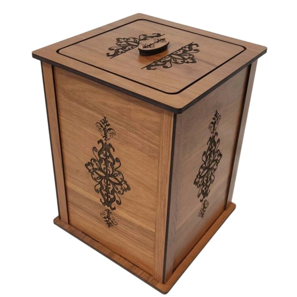 سطل زباله طرح اسلیمی فندوقی رنگ کد c-7درب دار