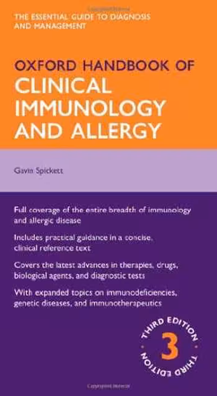 [PDF] دانلود کتاب Oxford Handbook Of Clinical Immunology And Allergy, 3rd ed, 2013