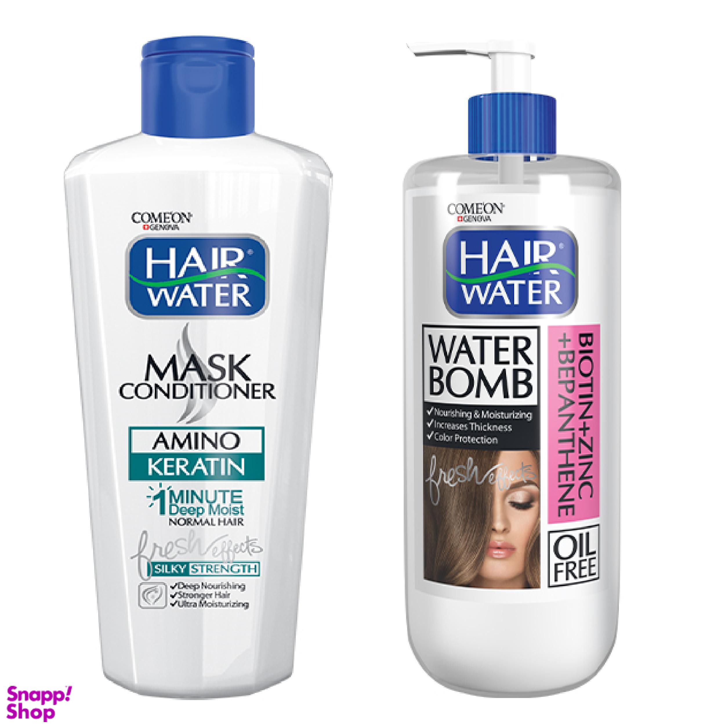 ماسک مو کامان (Comeon) مدل Keratin حجم 400 میلیلیتر + کرم آبرسان مو کامان مدل Bio Ten Hair Water حجم 400 میلیلیتر