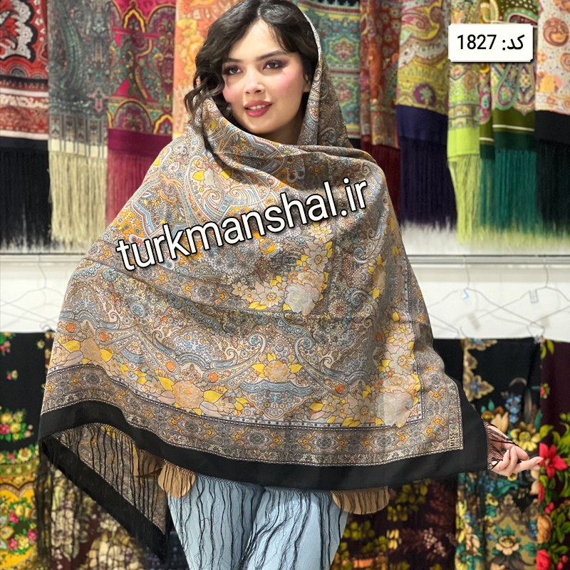 روسری ترکمن ابریشمی (ایتالیایی) کد 1827