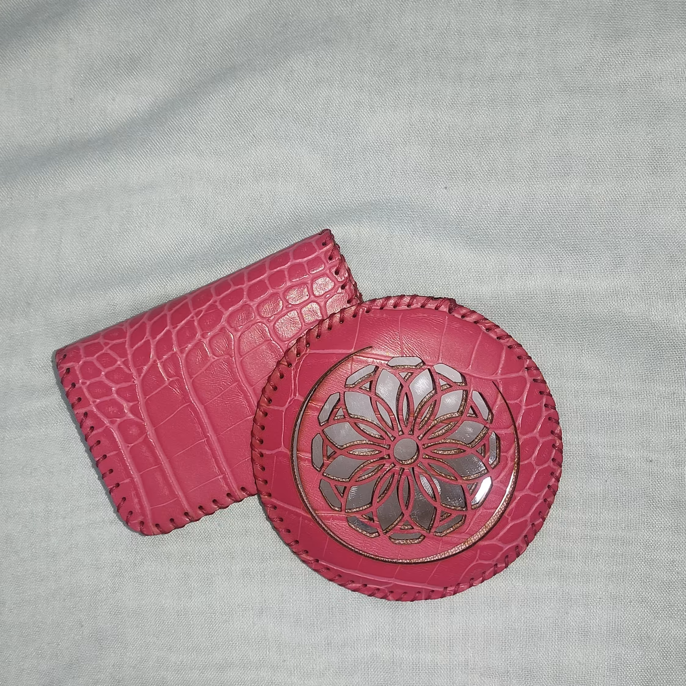 ست آینه و جاکارتی چرم مصنوعی