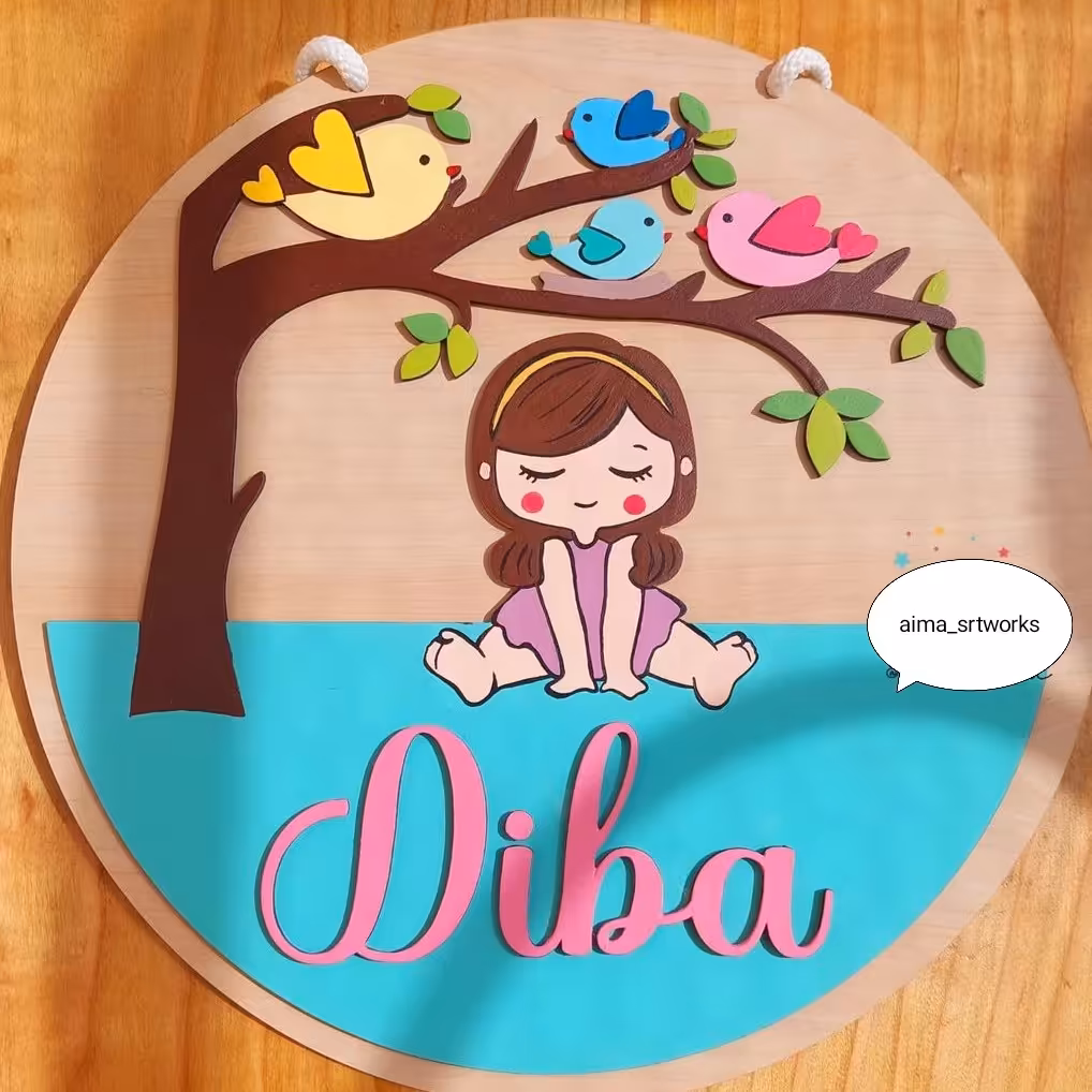 استند اسم چوبی و استیکر نام