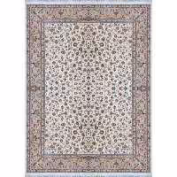 فرش ماشینی افرند دستباف نما گل ابریشم 1250 شانه زمینه موزی کد 24840 (12 متری)