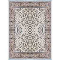 فرش ماشینی افرند دستباف نما گل ابریشم 1250 شانه زمینه موزی کد 24840 (12 متری)