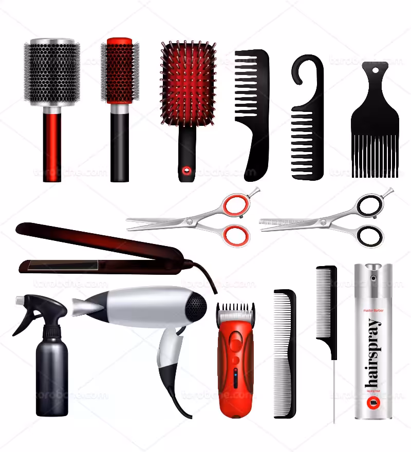 وکتور وسایل آرایشگری با کیفیت | گرافیک با طعم تربچه