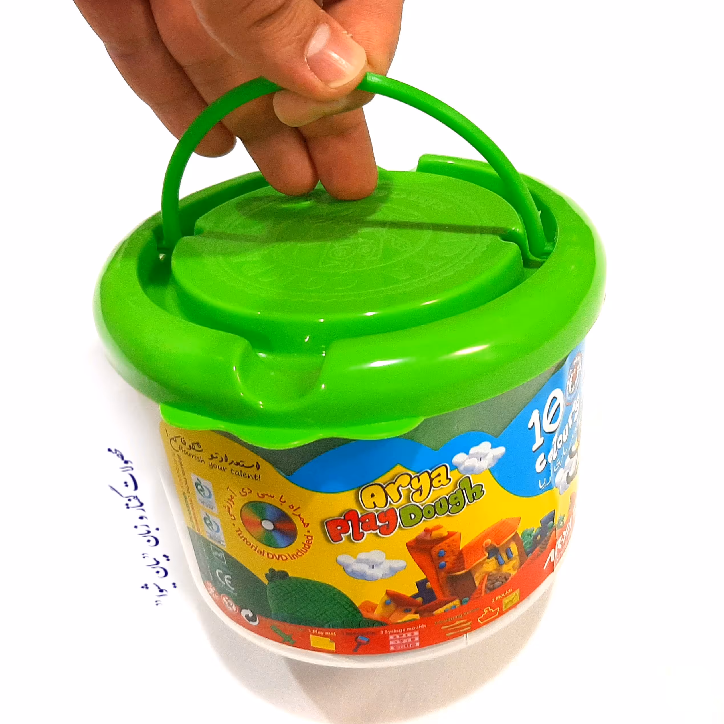 خمیر بازی سطلی آریا (ده رنگ ابزار دار)