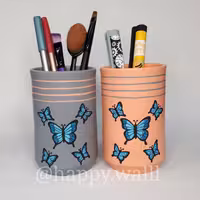 جامدادی طرح پروانه جاقلمی سفالی فانتزی رومیزی (یک عدد جامدادی سایز 6در10)