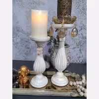 شمعدان پلی استر پتینه شده  دوتایی(پس کرایه)