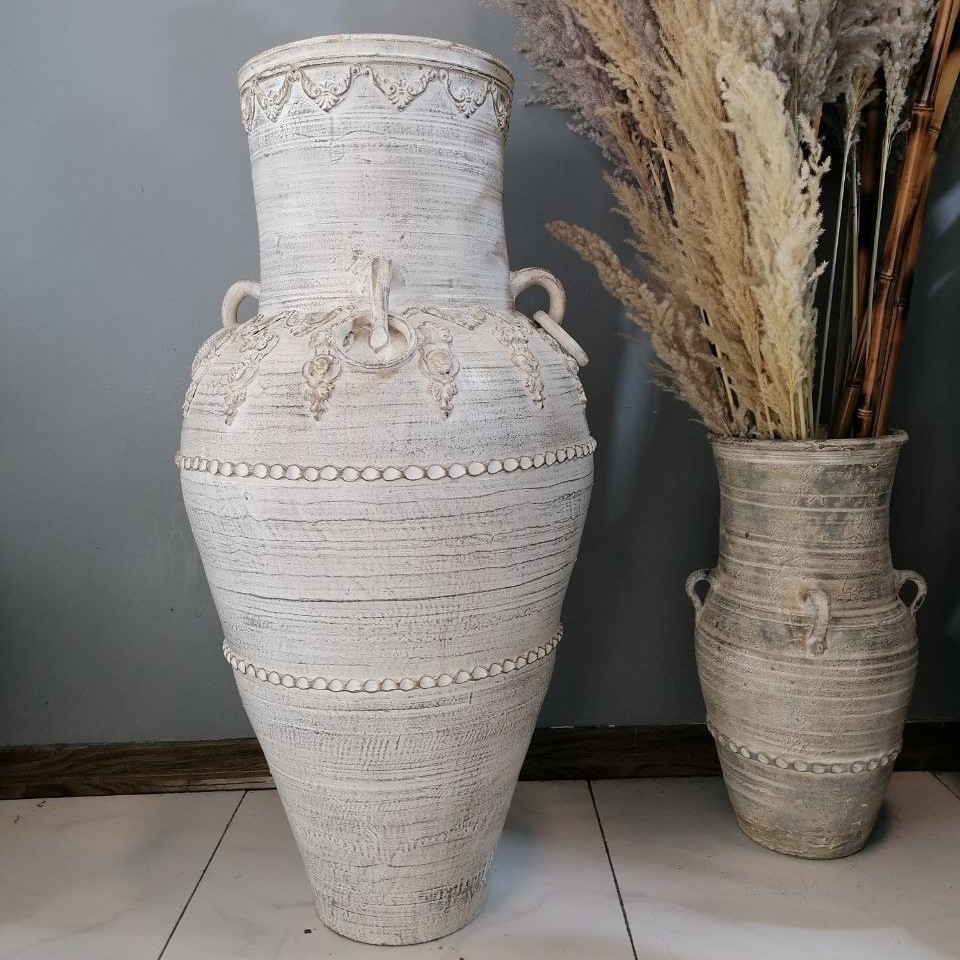 گلدان سفالی پتینه کاری موتیو دار