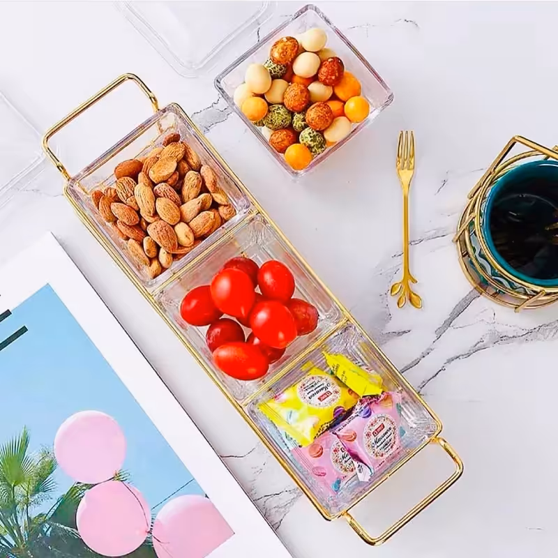 اردو خوری درب دار مدل 3 خانه  با جنس کاسه بلور شفاف