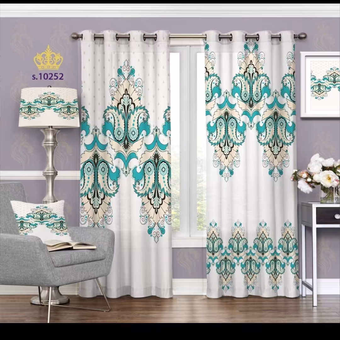 پرده پذیرایی دو قواره طرح اسلیمی کد S10252