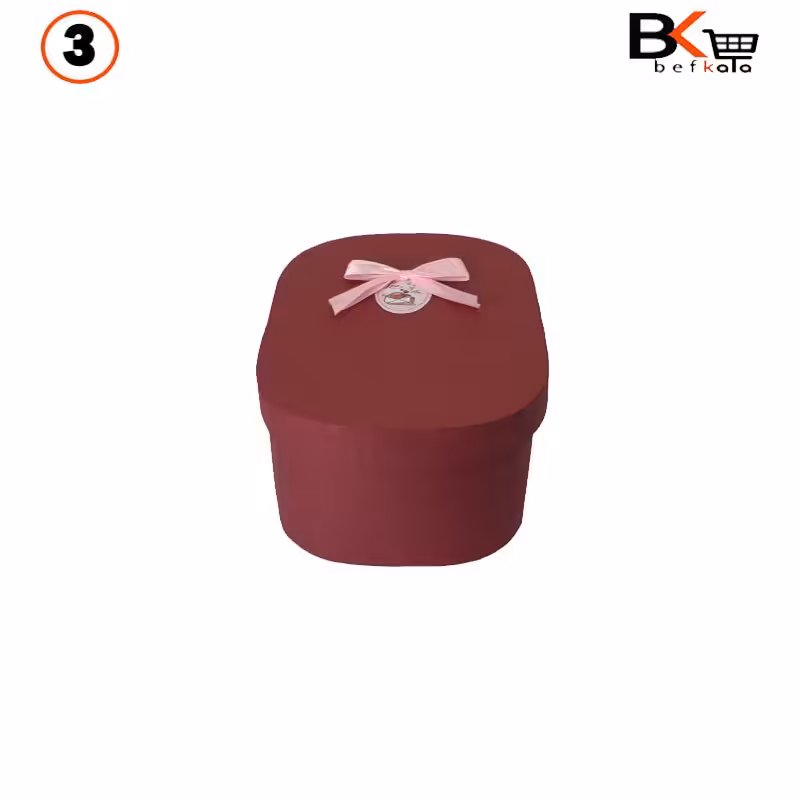 باکس کادویی بیضی پاپیون دار زرشکی سایز3 کد 28