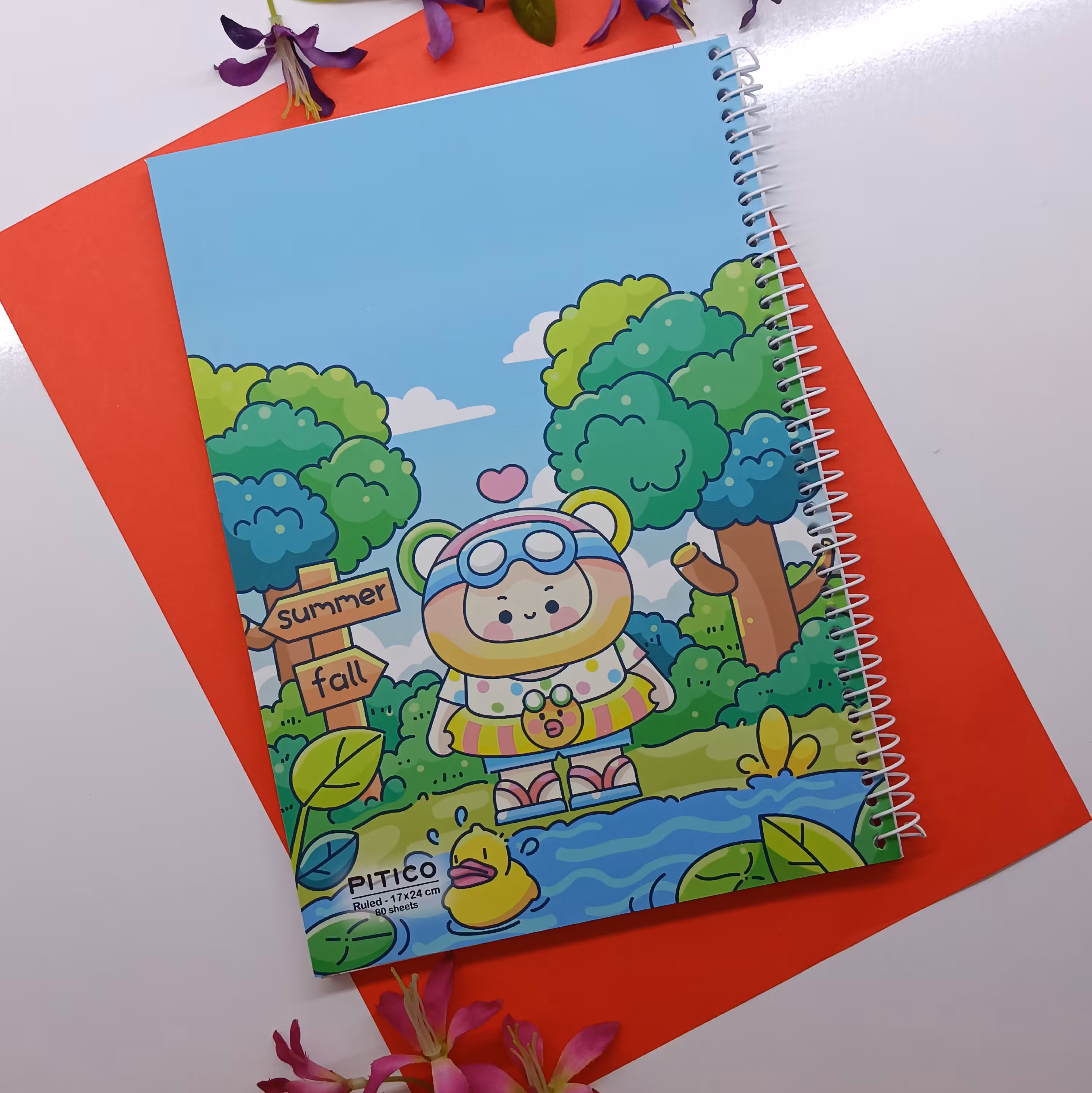 دفتر سیمی خطی طرح دختر  و لباس شنا  80 برگ خط آبی جلد نرم و مقوایی جنس درجه یک