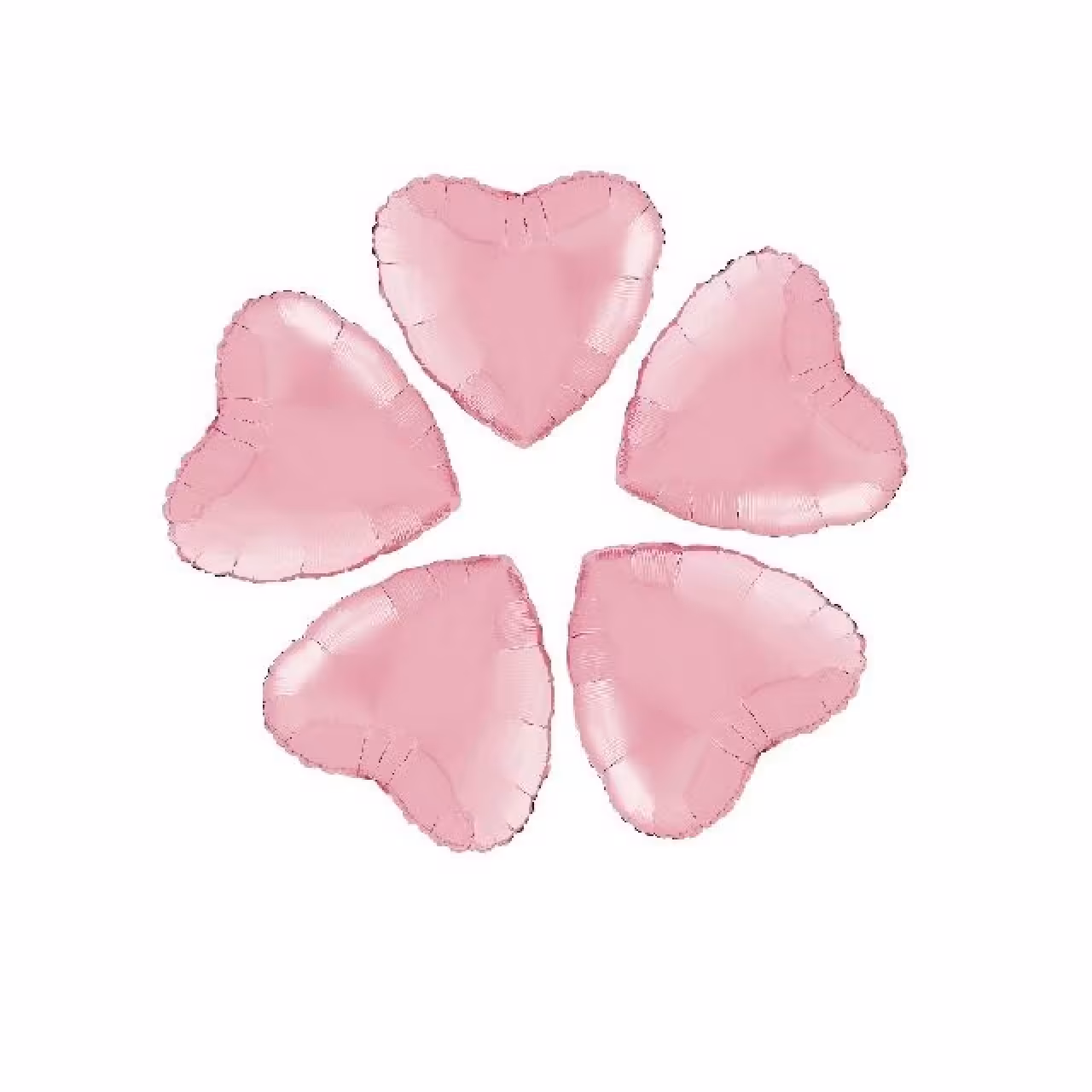 بادکنک فویلی طرح قلب بسته 5 عددی رنگ صورتی روشن