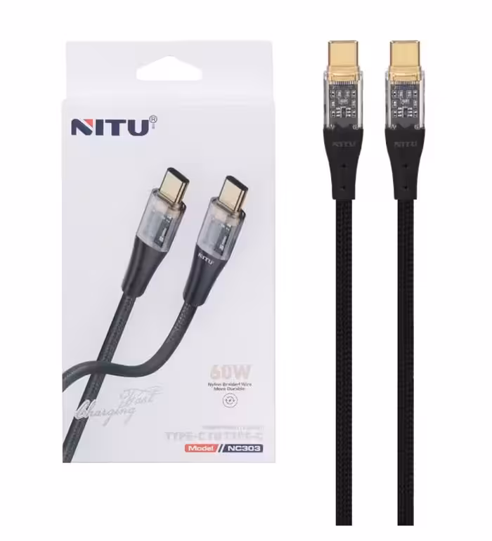 کابل شارژ فست نیتو تایپ سی به تایپ سی مدل NC303