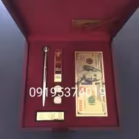 ست کادویی روکش طلا با جعبه و شناسنامه با امکان حک اسم 