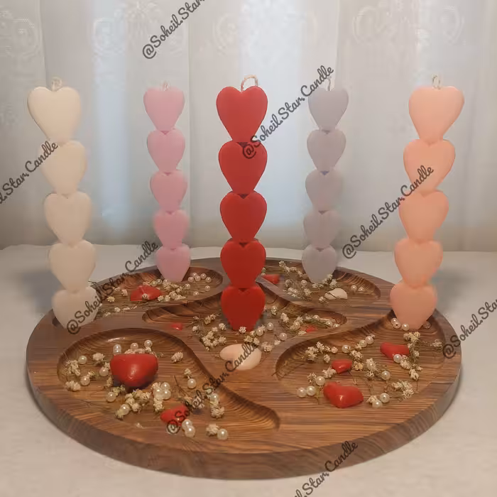 شمع قلب های ایستاده تکی